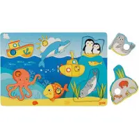 Goki Wooden Background Puzzle Sea Animals 7 pcs. Puu