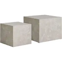 House Nordic Sia - Coffee Table, Marble Look, Beige, Set Of 2 - Grey - 40-50X40/50XH36/40CM