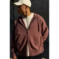 ICANIWILL Grit Stonewashed Zipped Hoodie Auburn Brown