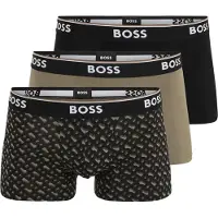 BOSS for man. 50554443 Set of 3 Power Design boxer shorts black, brown (XL), Homewear, Cotton