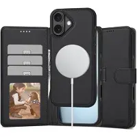 TechProtection iPhone 17 2-in-1 lompakkokotelo - Magsafe-yhteensopiva - Musta