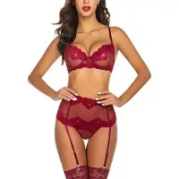 Dark Red Brand Seksikäs setti läpinäkyviä alusvaatteita Red Passion