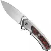 We Knife Corwyn WE24088-4 Hand Satin Böhler M390, Polished Bead Blasted Titanium Lava Flow FatCarbon, pocket knife