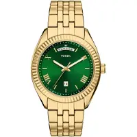 Fossil Analoginen kello 'Campbell' kulta / smaragdi