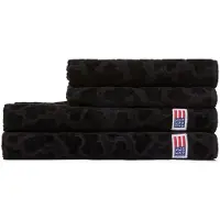 Lexington Velour Jacquard Leaves Towel Black - Black - 70X130