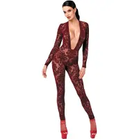 Noir Kink Royal - läpinäkyvä catsuit - punainen - M