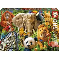 Educa 500 Wild Animal Collage - Multi/patterned - ONE SIZE