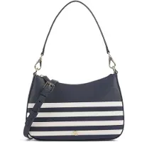 Ralph Lauren Striped Leather Medium Danni Bag - Navy - ONE SIZE