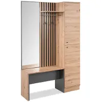 Homestyle4u Vaatekaappi, teollisen ilmeen eteisunit, 122x190x37 cm, luonnollinen