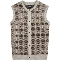 Lyle & Scott Brushed Intarsia Cardigan - Grey - XL