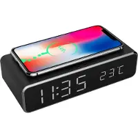 Gembird DAC-WPC-01, Digitaalinen herätyskello, Suorakulmio, Musta, 12/24t, iPhone X/XS/XR, iPhone 8, Galaxy S8/S7/S6, LCD