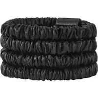 Lenoites Mulberry Silk Skinny Scrunchies Black