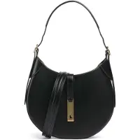 Ralph Lauren for woman. 428944017001 Shoulder Polo ID leather bag small (OSFA), Black, Casual