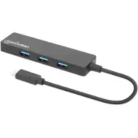 Manhattan 4xUSB-A hubi USB-C kaapelilla