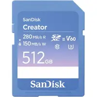SanDisk Creator 512 Gt SDXC UHS-II U3 V60 -muistikortti, sininen