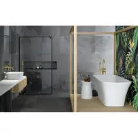 Besco Kylpyamme Assos S-Line Matt, 160 x 70 cm, varustettu yläpuolisella klik-klak gun metal -ylivuodolla