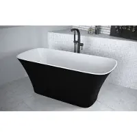 Besco Kylpyamme Assos S-Line Black&White Matt, 160 x 70 cm, varustettu klik-klak-venttiilillä, gun metal, ylätäyttö