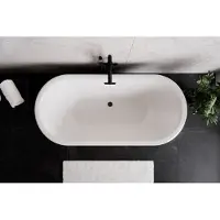 Besco Kylpyamme Ziva Black&White Matt, 160 x 75 cm, sifonilla ja ylivuodolla, slim black