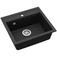 AquaSanita Kiviallas HELIKA Quadro SQQ100-601W, musta, Yksinkertaisella venttiilillä