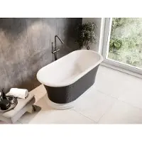 Besco Kylpyamme Ziva Glam Graphite, 160 x 75 cm, varustettu klik-klak-valkoisella pohjaventtiilillä ylhäältä