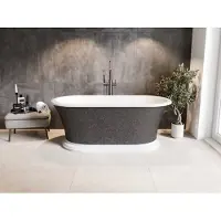 Besco Kylpyamme Ziva Glam Graphite, 160 x 75 cm, kromattu klik-klak-pohjaventtiili, ylhäältä ohjattava