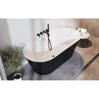 Besco Kylpyamme Deeva Black&White Matt, 150 x 75 cm, mustalla kannella