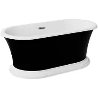 Besco Kylpyamme Ziva Black&White Matt, 160 x 75 cm, vesilukolla ja ylivuodolla slim gun metal