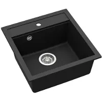 Usorteret Compotexa Dirbtinio granito plautuve HELIKA Tessa SQT100W, Silicsana spalva: Juoda | Juodas metallic 601
