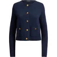 Ralph Lauren Cropped Crewneck Sweater Jacket - Navy - L