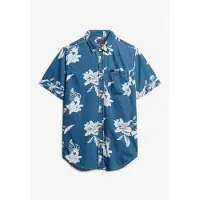 Superdry for man. M4010936A Loom blue shirt (XL), Casual, Cotton, Short sleeve