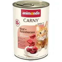 Animonda Carny 6x 400g Senior naudanliha + kalkkunan sydämet märkäruokaa kissoille