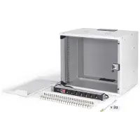 Digitus DN-49204-SET, Seinään asennettava laitekehikko, 9U, 60 kg, Näppäinlukko, Kotelon kiskot, Tehostunut kaapelinhallinta
