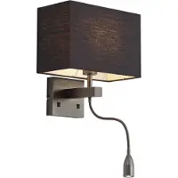 QAZQA Moderni gunmetal-seinävalaisin mustalla varjostimella ja lukuvarrella sis. LED - Bergamo