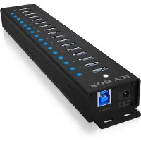 Icy Box – IB-HUB1717-U3, USB 3.2 Gen 1 (3.1 Gen 1) Type-A, USB 3.2 Gen 1 (3.1 Gen 1) Type-A, USB B-tyyppi, 5000 Mbit/s, Musta, Kiina, DC