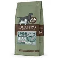 Quattro viljaton kaikkien rotujen senior/dieettikoiranruoka valkokalalla ja krillillä, 12 kg
