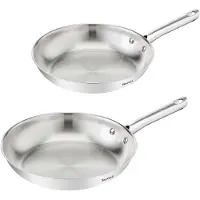 Tefal Duetto On Fry Pan 2 Pcs. Set (Fp 24+28 Cm), Uncoated - Silver - Ø24+28CM
