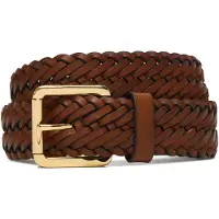 Ralph Lauren Braided Vachetta Leather Belt - Brown - S