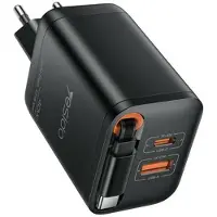 Mtp Products Yesido YC99 40W pikalaturi sisäänvedettävällä USB-C-kaapelilla - musta