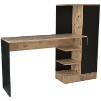 Norda Design Moderni Opiskelupöytä, Atlantic-mänty Ja Musta, 152,3 X 120 X 40 Cm | 100 % Melamiinipinnoitettu, 18 Mm Paksu