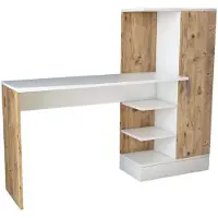 Norda Design Moderni Opiskelupöytä, Atlantic Pine Ja Valkoinen, 152,3 X 120 X 40 Cm | 100 % Melamiinipäällystetty, 18 Mm Paksu | Tyylikäs Ja Käytännöllinen