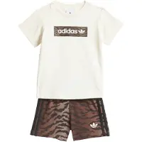 Adidas Originals Setti 'AOP SHORT TEE' ruskea / suklaa / luonnonvalkoinen