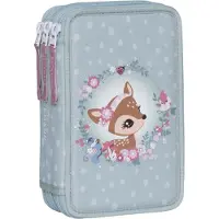 Beckmann Three Section Pencil Case W/Content, Forest Deer Dusty Mint - Purple - ONE SIZE
