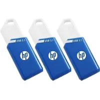 HP – X755W PACK x3, 128 GB, USB A-tyyppi, 3.2 Gen 1 (3.1 Gen 1), 75 MB/s, Liuku, Sininen, Valkoinen (P-HPFD755W128X3-GE)
