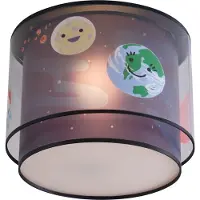 QAZQA Lasten kattovalaisin musta avaruusaluksella ja tähdillä - Harrie in Space