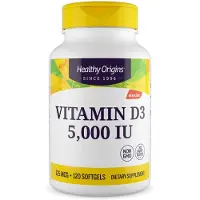 Healthy Origins D3-vitamiini 5000 IU - 120 pehmytkapseliä