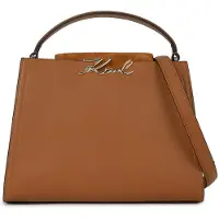 Karl Lagerfeld Käsilaukku 'K/SIGNATURE MD TOP HANDLE SUED' ruskea