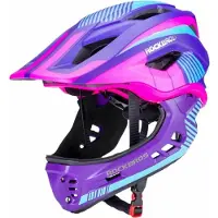 RockBros TT-32SBPP-S children's bicycle helmet with detachable chinbar size S - purple-pink