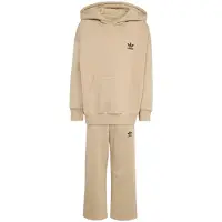 Adidas Juoksupuku 'Oversized Hoodie Open Hem Pants' beige / musta