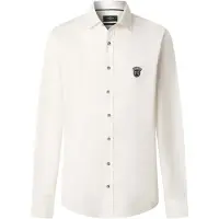 Hackett for man. HM3010555 Off-white classic fit twill shirt (S), Casual, Long sleeve, Lyocell