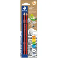 Staedtler 1285-0 BK2, 2B, Musta, Punainen, Kolmion muotoinen, 3 mm, 2 kpl, PEFC